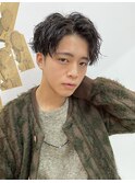 アップバングツーブロックマッシュコンマヘア束感パーマ0106