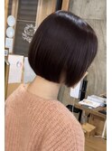 モーヴピンクブラウン×ミニボブ