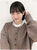 "久保田"フルバング前髪パーマグレーベージュ似合わせカット