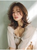 ☆ホワイトグレージュミニウルフデジタルパーマチェリーブラウン