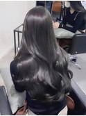 韓国レイヤーカットブリーチなしラベンダーグレージュ