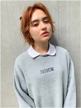 ヘアサロン エム 川越店(HAIR SALON M) 前髪軽め小顔レイヤーボブ☆アプリコットオレンジ