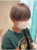 冬カラー/マッシュショート×プラチナアッシュ/カジュアル/小顔