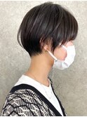 ショート/外ハネボブ/セクションカラー/ペールベージュ