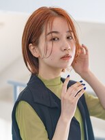 ベンジー 天神店(benji)&nbsp;オレンジとカーテンバングとボブ　3