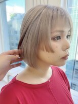 グーフィートーキョー 銀座(Goofy Tokyo)&nbsp;全体ブリーチオンカラー /ミルクティーカラー/姫カットボブ