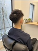 メンズベリーショートアップバングスペインカールパーマフェード