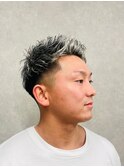 10代20代30代ホワイトメッシュハイライト刈り上げ ツーブロック