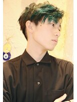 ランプヘアー(LAMP HAIR)&nbsp;大人ニュアンス大人メンズカット刈り上げターコイズBLUE