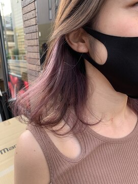 髪質改善ヘアエステ フランネル 経堂(Flannel) インナーカラー×ベビーピンク