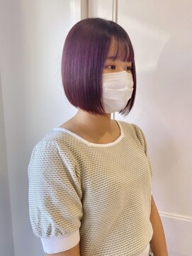 へアメイクワンプラス 四日市(HAIR MAKE ONEplus) ピンク×カシス/10代20代おすすめ/ブリーチカラー/ボブ×あご