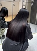 ロング 韓国 ワンレン黒髪ネビージュ 艶カラー 髪質改善 仙台