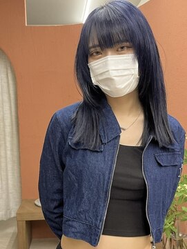 ウェルク(welc) ミディアムヘア斜めバンググレージュカラーデザインカラー