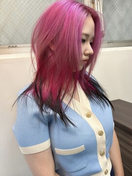 イエナ 渋谷(IENA) ピンクブラック ピンクカラー デザインカラー エンドカラー