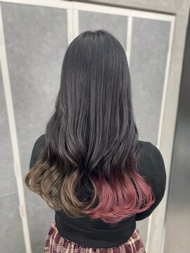 ドレスヘアーガーデン(DRESS HAIR GARDEN) 裾カラー × pink & beige