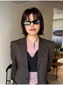 透け感ベージュボブ