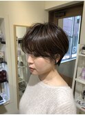 長め前髪 大人ショート × ふんわり柔らかパーマ