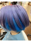 インナーカラー ラベンダー×ライトブルー