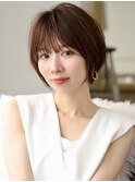 ショートボブ髪型30代40代50代前髪あり前髪なし面長丸顔【倉田】