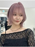 レイヤーボブ　ハイトーンボブ　ヌードピンク
