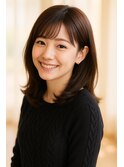 落ち着きのあるブラウンカラーのミディアムボブ