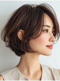 抜け感ショートボブ×ダークブラウン［古河］