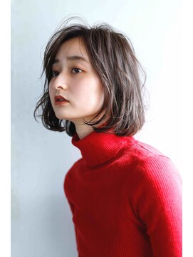 ムウ 難波(MOU) ショート暗めカラーグランマッシュデザインカラー20代30代40代