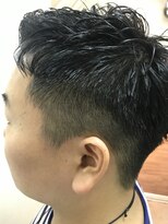 パティオンツー(PATIONN2)&nbsp;オールバックベリーショートパーマ黒髪ツヤ感大人スタイル
