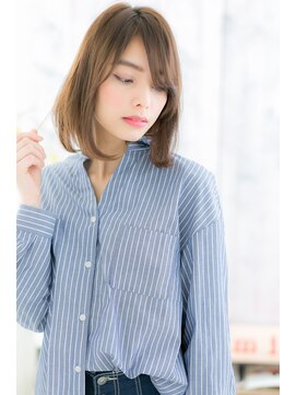 ミック 日暮里店(miq) 斜めバングの透け感レイヤーミディa