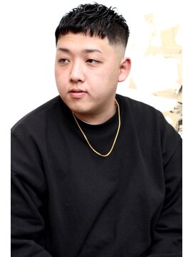 メリケンバーバーショップ コウベ(MERICAN BARBERSHOP KOBE) 七三オールバックツイストパーマかき上げヘアコンマヘア71