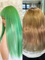 ララ モアナ(LaLa Moana)&nbsp;派手髪ライムグリーンもララモアナ♪ダブルカラー×エクステ