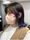 ブルージュ インナーブルー 外ハネボブ 顔周りレイヤー