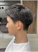 メンズ/アップバング/ツーブロックマッシュ/束感ショート波巻き