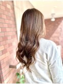 ロングヘアー ハイライト、白髪ぼかし