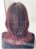 【カラー特化サロン】　ブリーチあり×ボルドーピンク