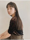 ワイドバング/オリーブ/オリーブベージュ/透明感/透け感/ロング