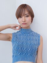 20代30代大人可愛い斜めバング小顔ショートボブシルキーベージュ