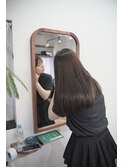 ナチュラル　オリーブブラウン　さら艶ロング