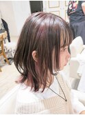 レイヤーボブ×ピンクハイライトインナー