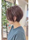 大人可愛いショート/小顔/ハイライト/白髪ぼかし/30代/40代