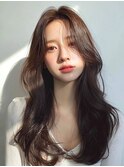 美髪レイヤーカット/顔まわりレイヤー/韓国ロングレイヤー