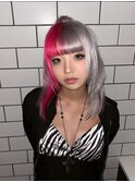 15858ブリーチ＆ダブルカラー渋谷エンドカラーラウンドバング