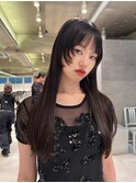 顔まわりデザインカット姫カット顔まわりレイヤーシースルー前髪