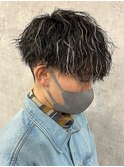メッシュハイライトスパイラルパーマツイストパーマツーブロック