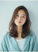 ミルクブラウン/ダークパープル/ナチュラルショート/夏/センター