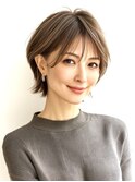 大人ショートレイヤー白髪ぼかし脱白髪染め40代50代60代原宿