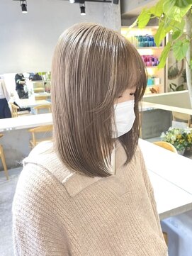 サンク 原宿 表参道(cinq) ミルクティーベージュダブルカラーインナーカラーケアブリーチ