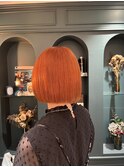 【お客様style】ビビットオレンジ/レットオレンジ/ぱつっとボブ