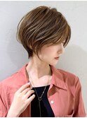 前髪あり耳掛け丸みくびれ大人ショートボブ20代30代40代50代＊
