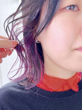ハピネス 河原町店(Happiness) ワンレンボブ　パープルインナー　京都美容室　進詩織